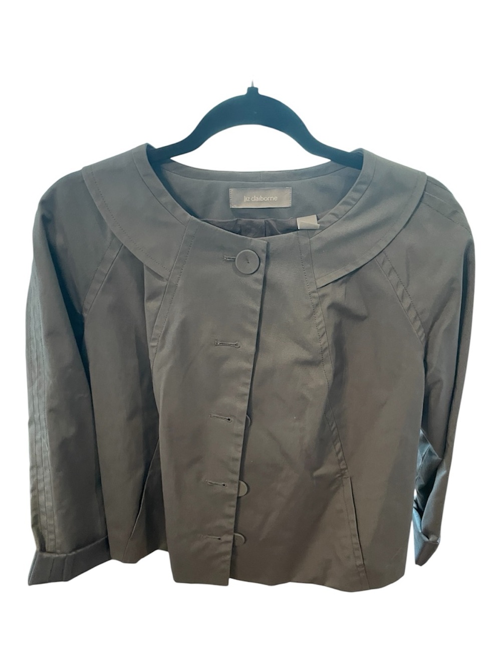 Liz Claiborne Black Cropped Button Jacket